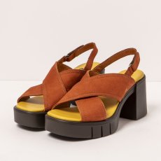 Dámské sandály na vysokém podpatku EIVISSA#1990 NOBUCK DARK ORANGE / EIVISSA