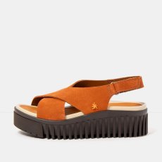 Dámské sandály na platformě BRIGHTON#1574 NOBUCK D.ORANGE-BROWN/BRIGHTON