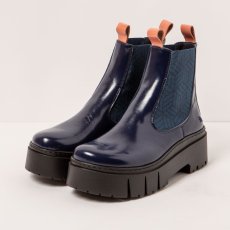 Kotníkové boty na platformě#1766 NAPPA SHINNY NAVY-FLAMINGO / LEEDS