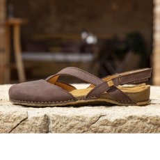 Sandály s uzavřenou špičkou PANGLAO#N5813 NOBUCK LAVADO BLACK/PANGLAO