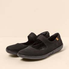 Baleríny Mary Jane CORAL#N5301 NOBUCK LAVADO BLACK-BLACK/ CORAL