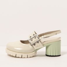Sandály na podpatku#1922 NAPPA SHINNY CREAM/ MALIBU