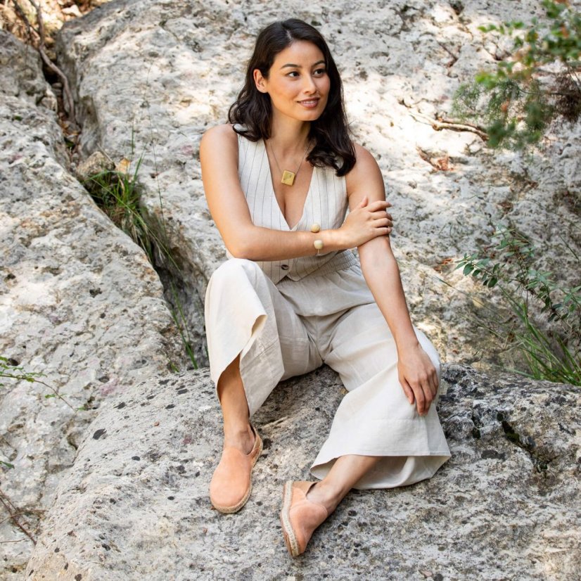 Semišové espadrilky#N677 SILK SUEDE-COTTON TOFFEE / CAMPOS