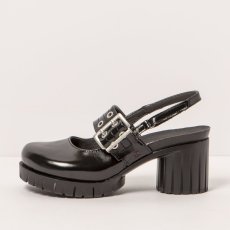 Sandály na podpatku#1922 NAPPA SHINNY BLACK/ MALIBU