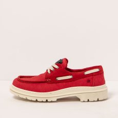 Designové polobotky#1901 NOBUCK-CANVAS RED/ BIRMINGHAM