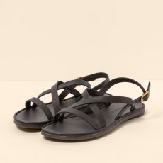 Dámské kožené sandály#N5694 SOFT NAPPA BLACK / TULIP
