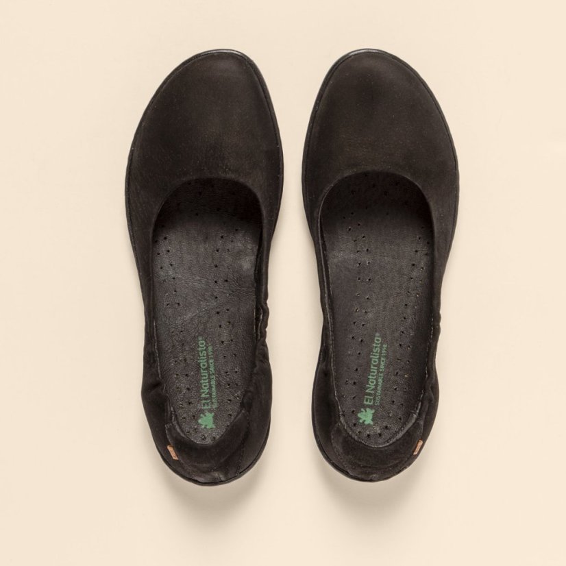 Baleríny CORAL#N5300 NOBUCK LAVADO BLACK-BLACK/ CORAL