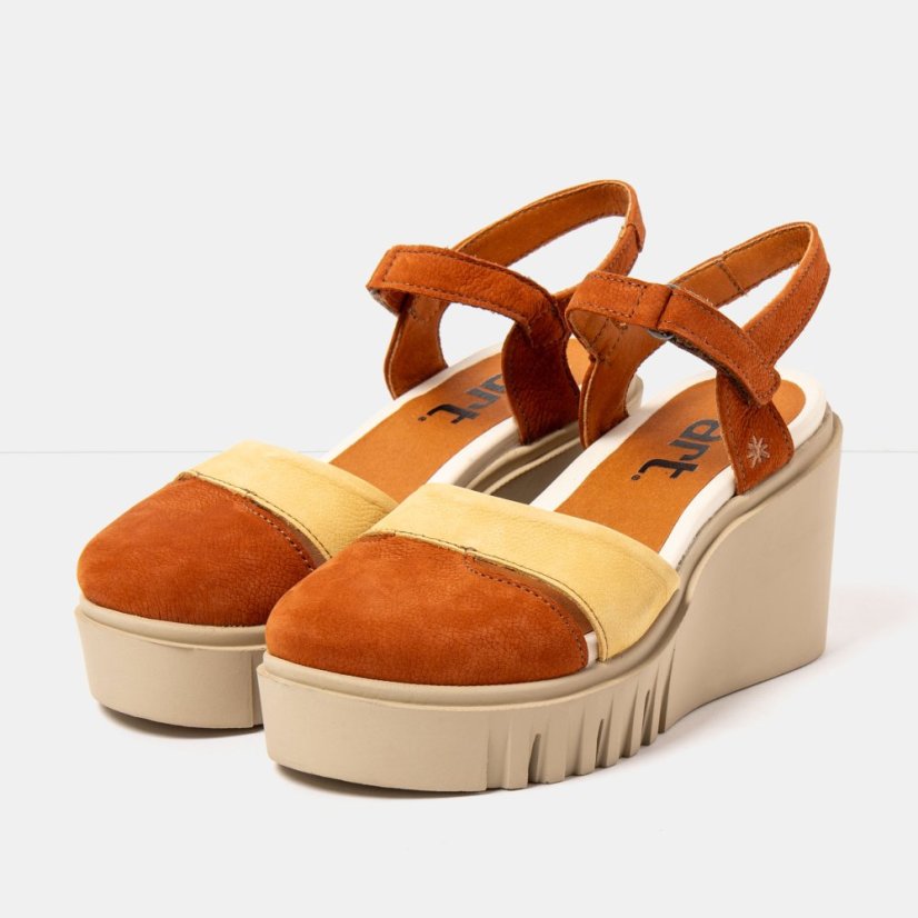 Dámské sandály na klínku CATANIA#2083 NOBUCK DARK ORANGE-HONEY/ CATANIA
