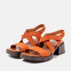 Dámské sandály na podpatku VARSOVIA#2062 NOBUCK DARK ORANGE / VARSOVIA