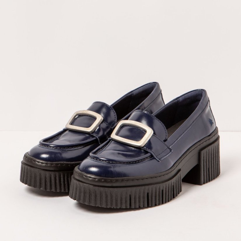 Mokasíny na podpadku#1372 NAPPA SHINNY NAVY/YORK