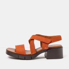Dámské sandály na podpatku VARSOVIA#2062 NOBUCK DARK ORANGE / VARSOVIA