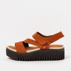 Dámské sandály na platformě BRIGHTON#1573 NOBUCK D.ORANGE-BROWN/BRIGHTON