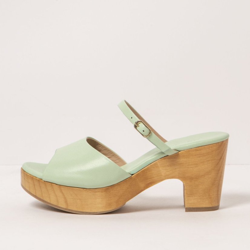Designové dámské pantofle#S3273 NAPPA PASTEL GREEN/ ST.LAURENT SANDAL
