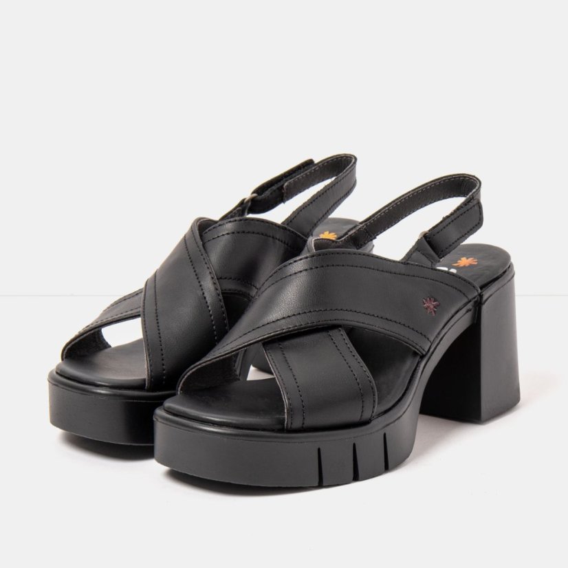 Dámské sandály na vysokém podpatku EIVISSA#1990 NAPPA BLACK / EIVISSA