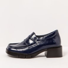 Dámské mokasíny na podpatku VARSOVIA#1283 NAPPA SHINNY NAVY / VARSOVIA