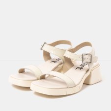 Dámské sandály na podpatku VARSOVIA#2060 NAPPA SHINNY CREAM / VARSOVIA