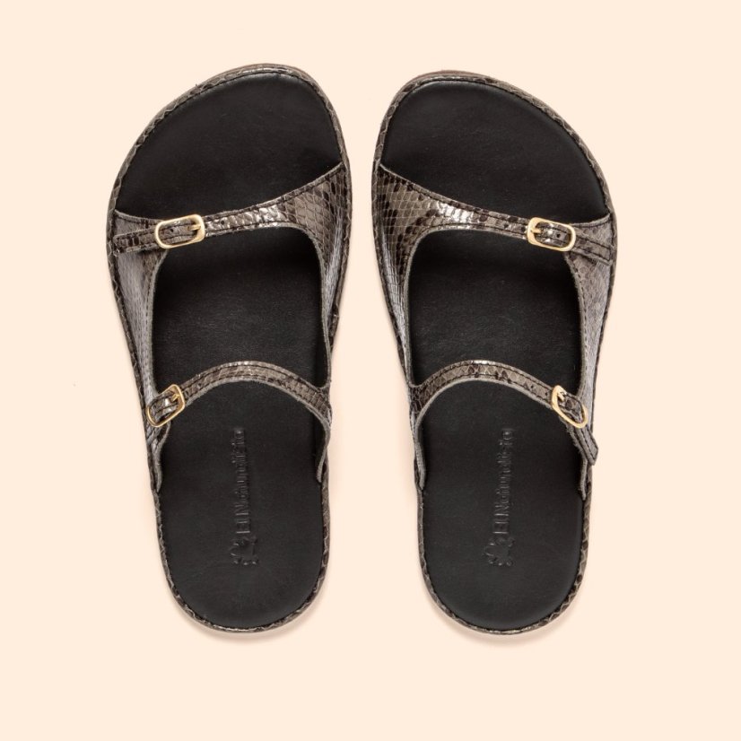 Dámské barefoot pantofle BARE#N5684 SNAKE GREY/ BARE SANDALS