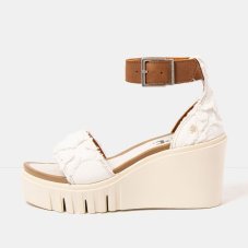 Dámské riflové sandály na klínku CATANIA#2085S JEANS WHITE-CUERO/ CATANIA