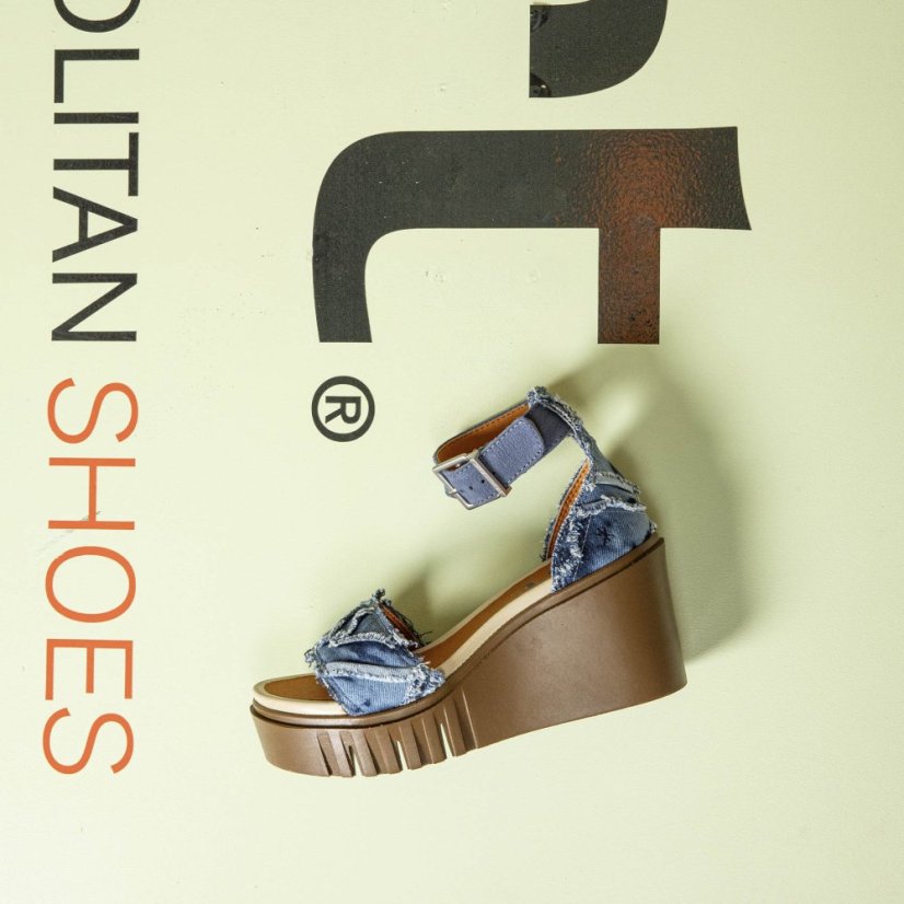 Dámské riflové sandály na klínku CATANIA#2085S JEANS OCEAN/ CATANIA