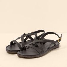 Dámské kožené sandály#N5694 SOFT NAPPA BLACK / TULIP