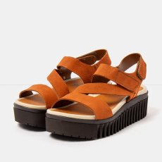 Dámské sandály na platformě BRIGHTON#1573 NOBUCK D.ORANGE-BROWN/BRIGHTON