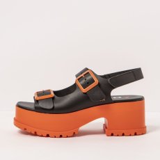 Sandály na platformě#1821 NAPPA BLACK-ORANGE/ MANCHESTER