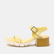 Dámské sandály na podpatku VARSOVIA#2060 NAPPA SHINNY PALE YELLOW / VARSOVIA