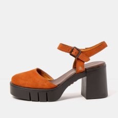 Dámské sandály na vysokém podpatku EIVISSA#1991 NOBUCK DARK ORANGE / EIVISSA