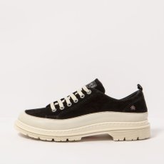 Polobotky se šněrováním#1898S SILK SUEDE BLACK-CREAM/ BIRMINGHAM