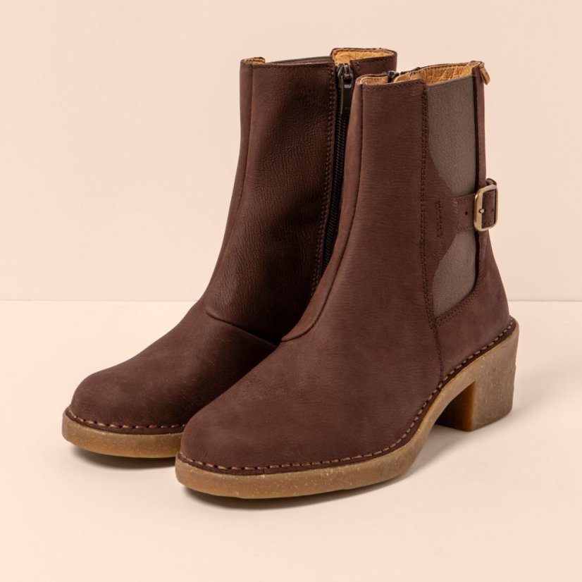Polokozačky na podpatku#N5669 PLEASANT BROWN / TICINO