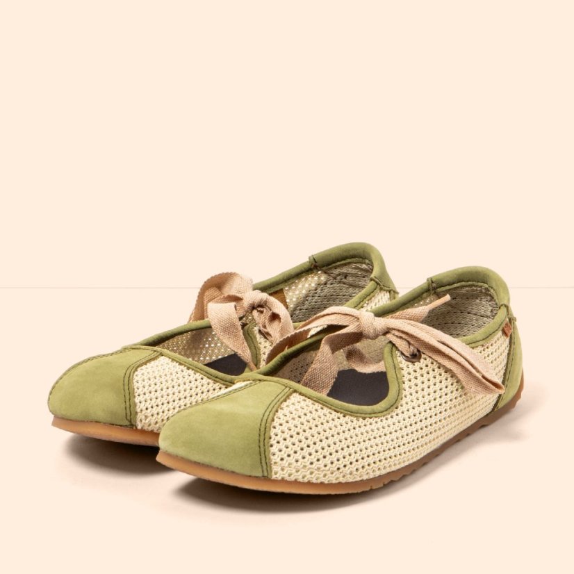 Barefoot baleríny ONDINA#N5936C MULTI MATERIAL OLIVE/ ONDINA