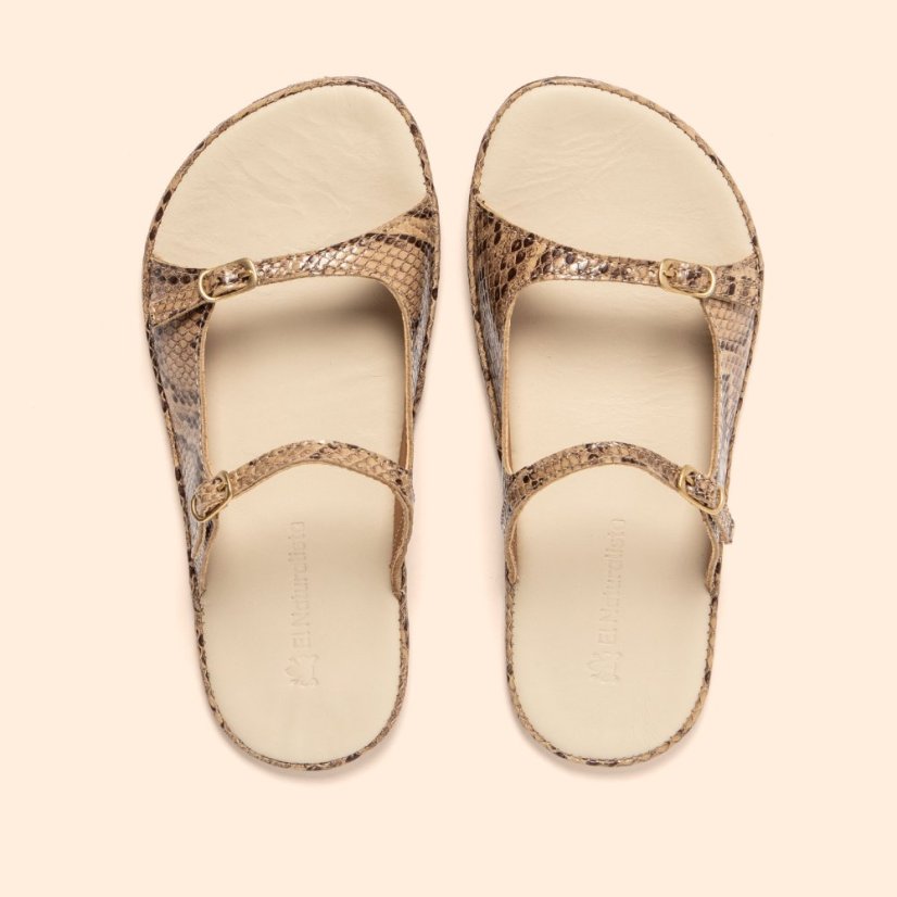 Dámské barefoot pantofle BARE#N5684 SNAKE BEIG/ BARE SANDALS
