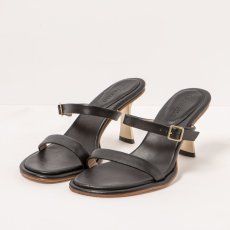 Elegantní pantofle na podpatku#S3194 NAPPA BLACK/ ALBANA