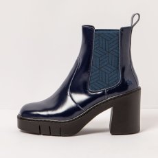 Chelsea boty na podpatku#1983 NAPPA SHINNY NAVY/BERNA