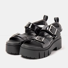 Dámské sandály na platformě LEEDS#2041 NAPPA SHINNY BLACK / LEEDS