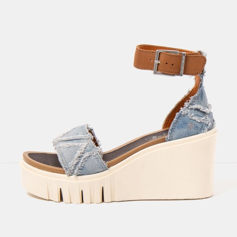 Dámské riflové sandály na klínku CATANIA#2085S JEANS DENIM-CUERO/ CATANIA