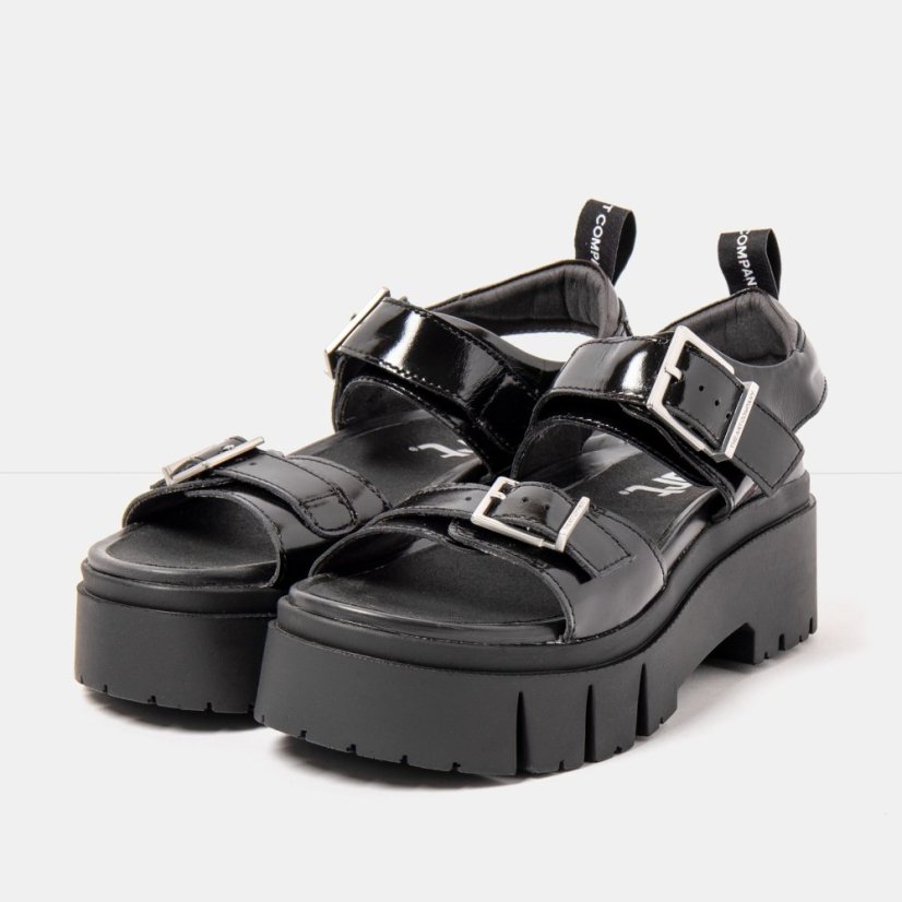 Dámské sandály na platformě LEEDS#2041 NAPPA SHINNY BLACK / LEEDS