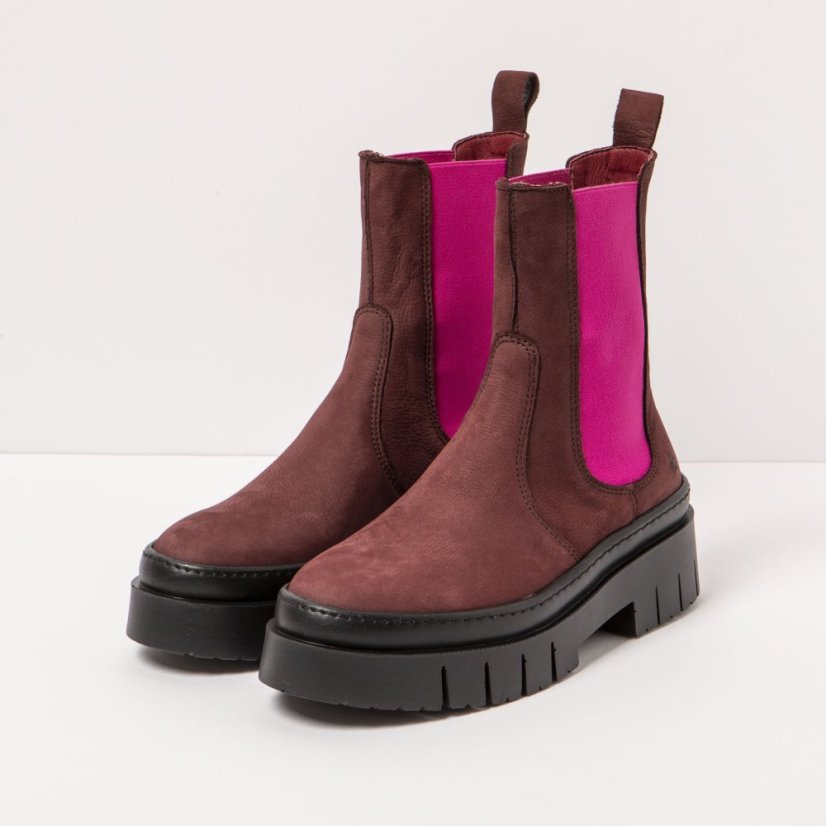 Chelsea boty#1954 NOBUCK BURDEOS-FUCSIA/AMBERES