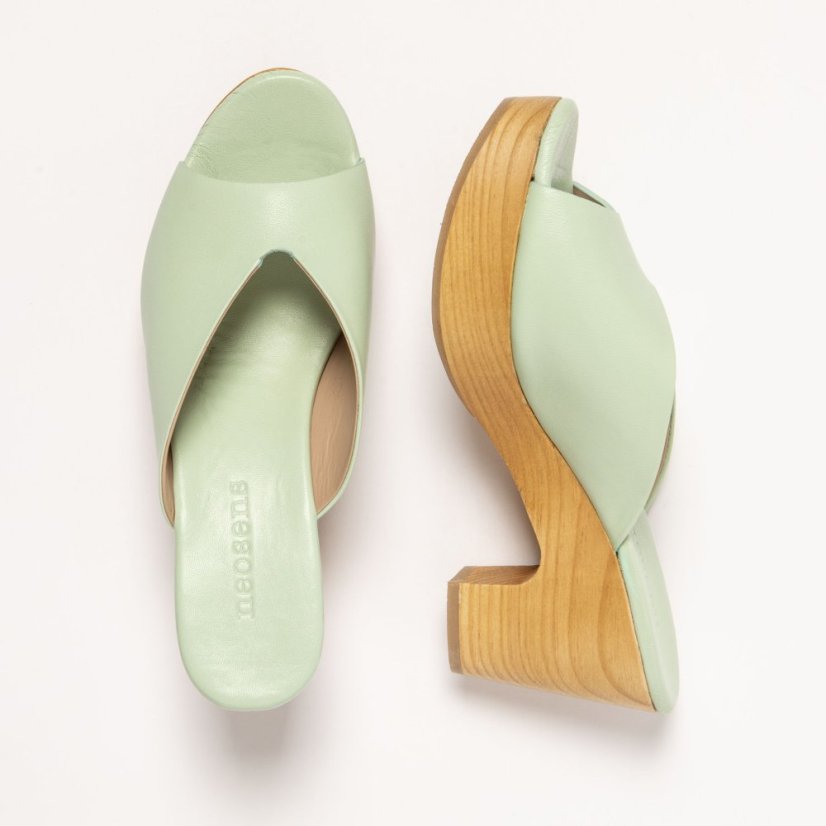 Elegantní dámské pantofle#S3274 NAPPA PASTEL GREEN/ ST.LAURENT SANDAL