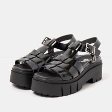 Dámské sandály na platformě LEEDS#2042 NAPPA SHINNY BLACK / LEEDS