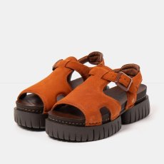 Dámské sandály na platformě MADEIRA#1882 NOBUCK DARK ORANGE-BROWN/ MADEIRA