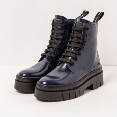 Kotníkové boty na tkaničky#1953 NAPPA SHINNY NAVY/AMBERES