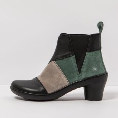 Kotníkové boty s podpatkem#1453 MULTI LEATHER BLACK-ALPINE/ ALFAMA
