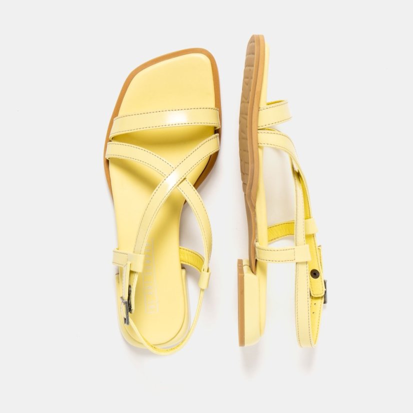 Dámské elegantní sandály BERGAMO#2001 NAPPA SHINNY PALE YELLOW / BERGAMO