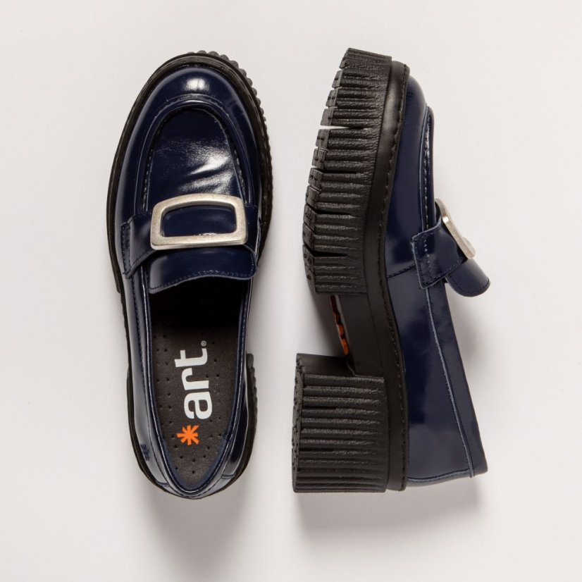 Mokasíny na podpadku#1372 NAPPA SHINNY NAVY/YORK