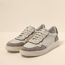 Kožené sneakery#N5840 MULTI MATERIAL CREAM-FOREST/ GEO