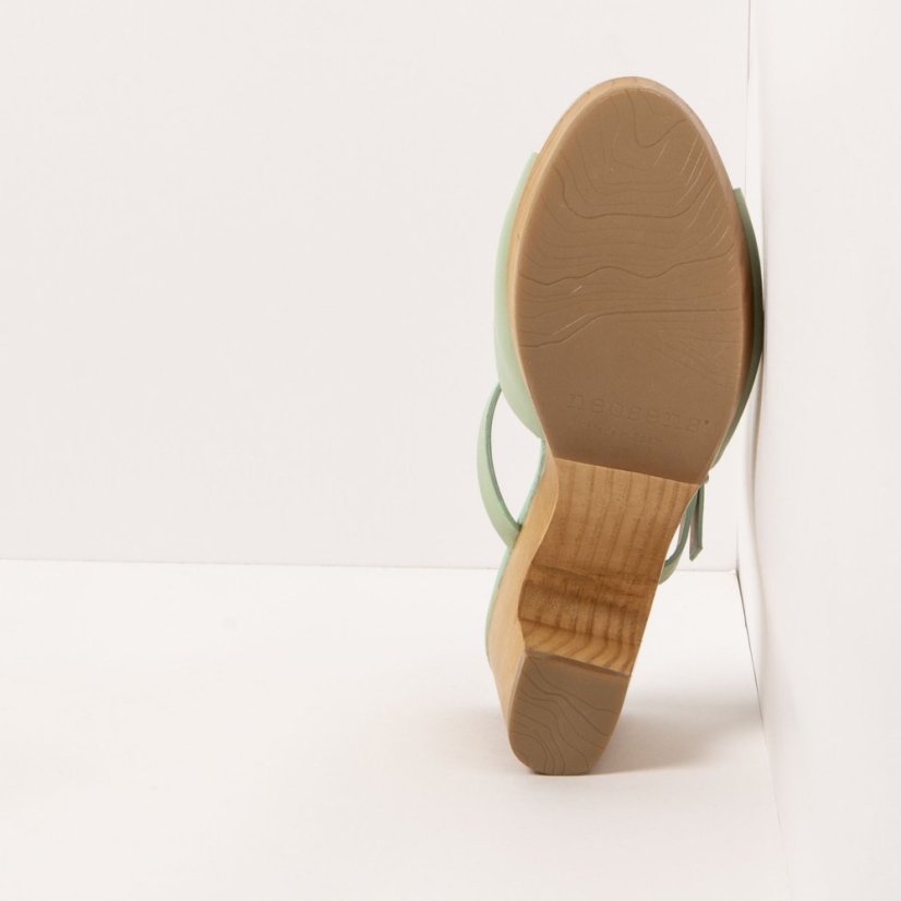 Designové dámské pantofle#S3273 NAPPA PASTEL GREEN/ ST.LAURENT SANDAL