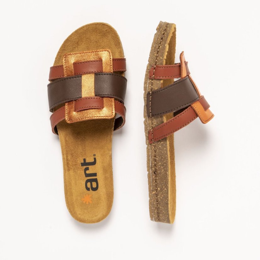 Dámské pantofle CRETA#0259 NAPPA MULTI BROWN