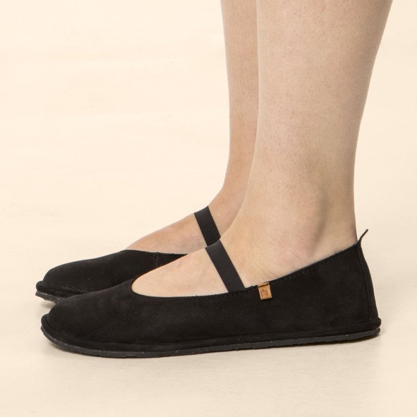 Barefoot baleríny BARE#N5670 NOBUCK LAVADO BLACK/ BARE