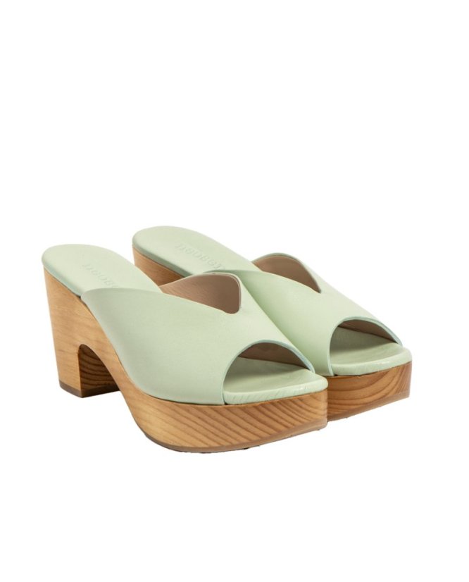 Elegantní dámské pantofle#S3274 NAPPA PASTEL GREEN/ ST.LAURENT SANDAL